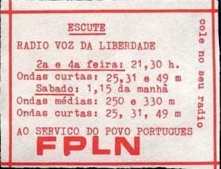 rádio "Voz da Liberdade", orgão da FPLN